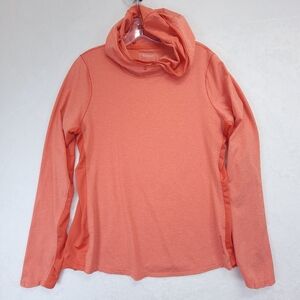 Simms Womens Solarflex Hooded Long Sleeve Top Size L Orange Fishing UPF 50